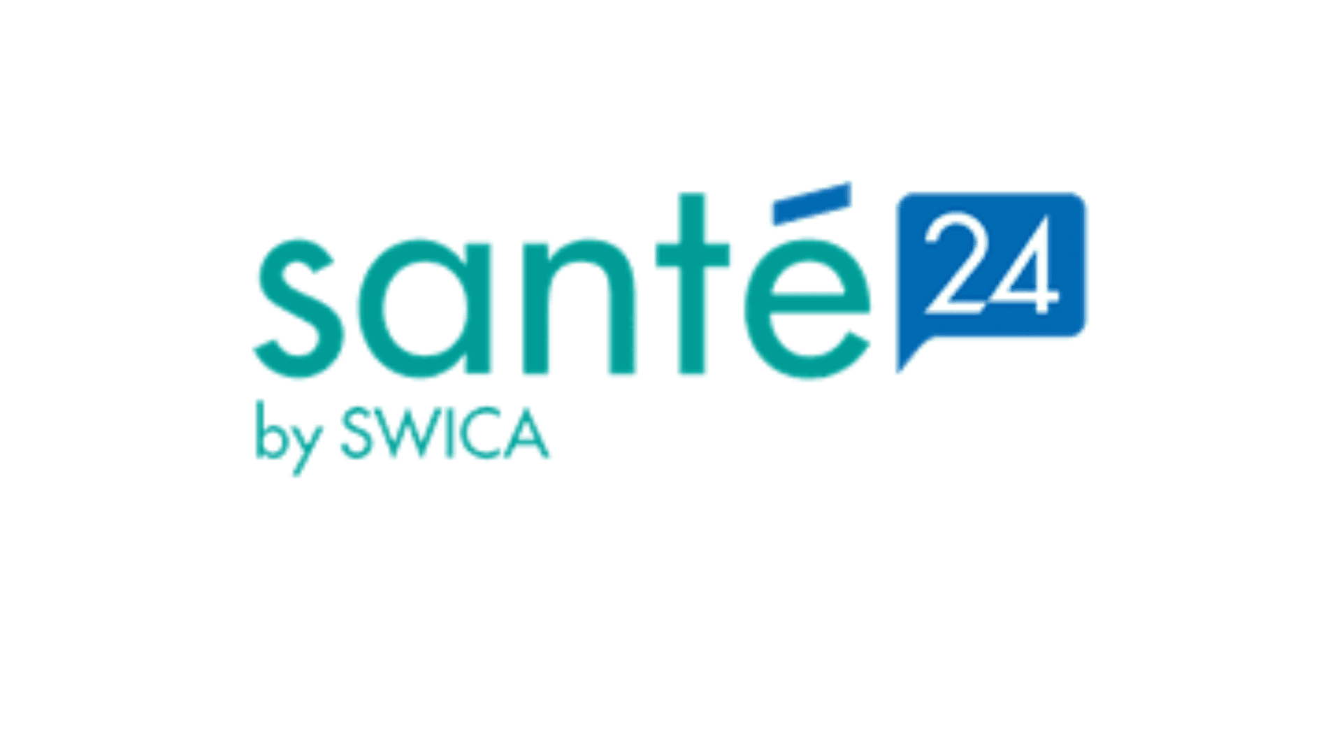 Logo mit dem Text santé24 in blaugrün und blau, darunter SWICA. Die 24 befindet sich in einer blauen Sprechblase neben dem Wort santé.