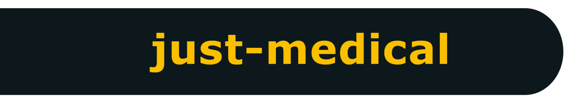 Ein schwarzes, abgerundetes Rechteck, auf dem die Wörter „just-medical“ in fetten, gelben Kleinbuchstaben zentriert stehen.
