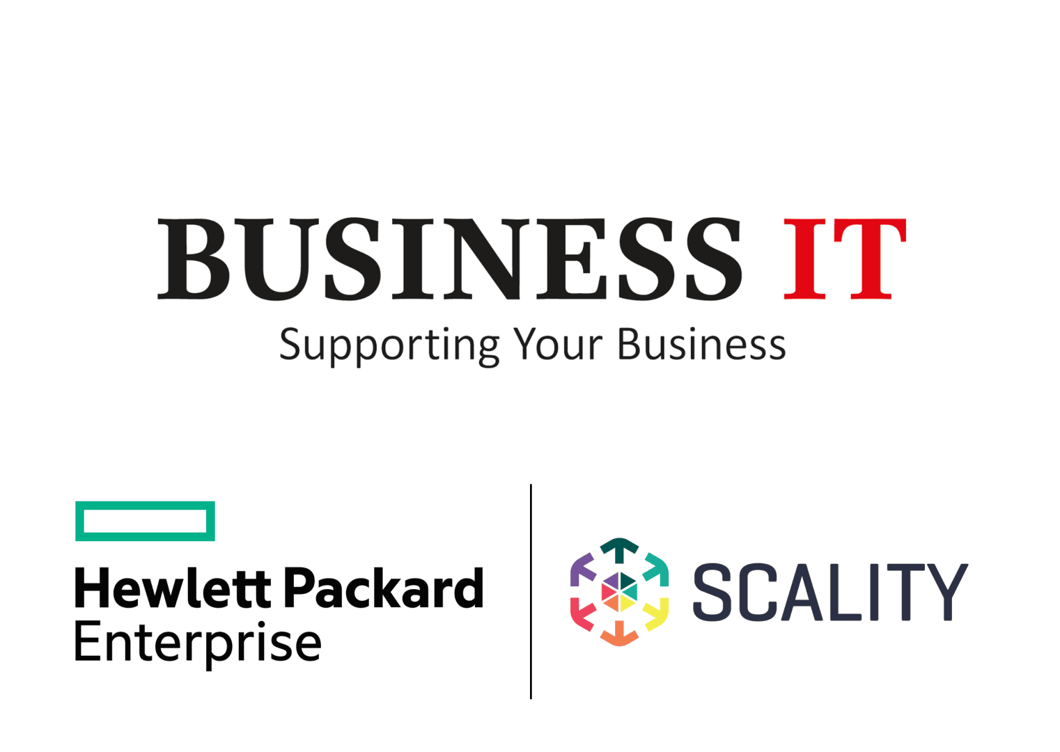 Business IT Supporting Your Business steht über den Logos von Hewlett Packard Enterprise und Scality.